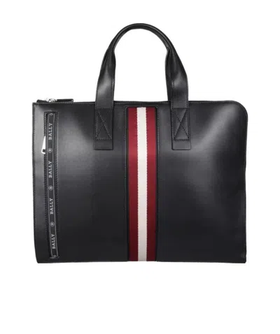 BALLY BALLY LOGO STRIPE DETAILED BUSINESS BAG