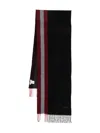 Bally Striped Fringed Scarf In Black