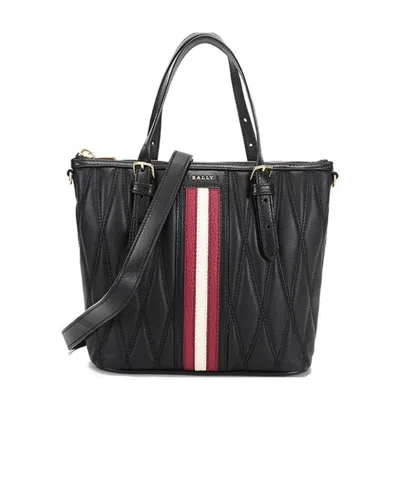 Bally Striped Handbag In Black