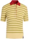 Bally Striped Knitted Polo Shirt In Yellow