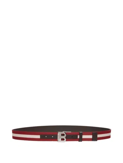 Bally Striped Leather Belt In Brown
