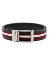 Bally Striped Leather Belt In Black
