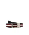 Bally Shiffie Belt With Adjustable Fit And Striped Pattern In Black