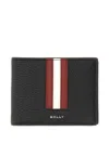 Bally Striped Leather Bi-fold Wallet In Black