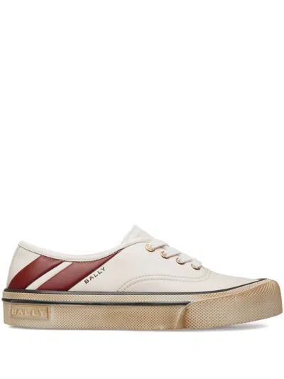 Bally Striped Leather Low-top Sneakers In White