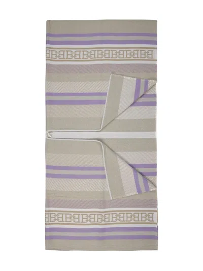 Bally Striped Logo Poncho In Purple