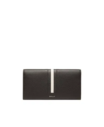 Bally Striped Logo Wallet In Black