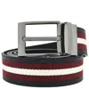Bally Striped Reversible Leather Belt In Black