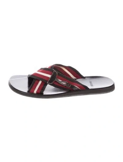 Pre-owned Bally Striped Slides In Brown