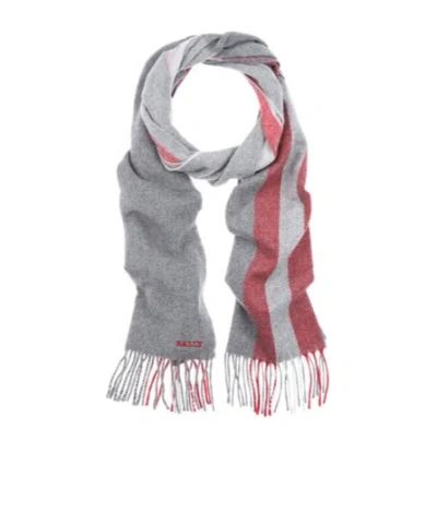 Bally Striped Tassel Scarf In Gray