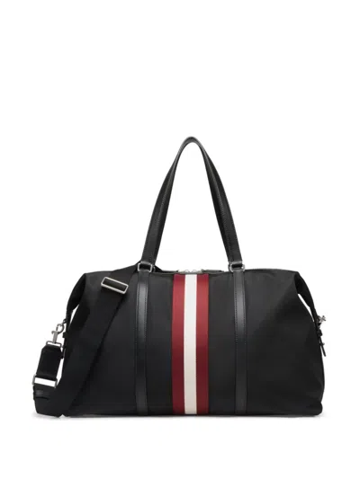 Bally Striped Travel Bag In Black