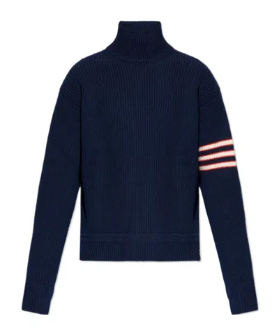 Bally Striped Turtleneck Knitted Jumper In Black