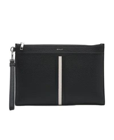 Bally Striped Zipper Handbag In Nude