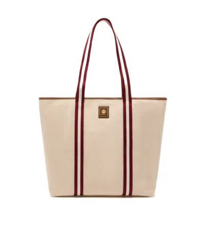 Bally Striped-panel Top Handle Bag In Brown