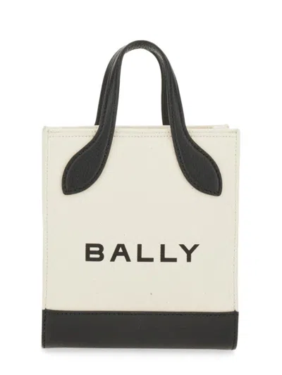Bally Structured Bag With Detachable Strap And Bold Logo In Beige