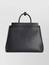 Bally Structured Leather Shoulder Bag Top Handle In Black