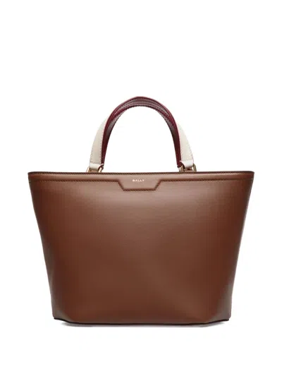 Bally Structured Leather Tote Bag With Contrasting Handles In Brown