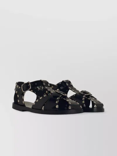 BALLY STUDDED OPEN TOE FLAT SOLE SANDALS