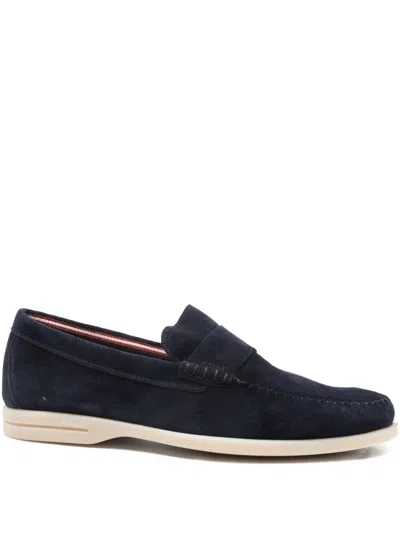 Bally Sude Penny Loafers In Blue