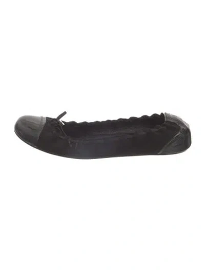Pre-owned Bally Suede Ballet Flats In Black