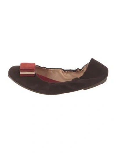 Pre-owned Bally Suede Ballet Flats In Brown/red