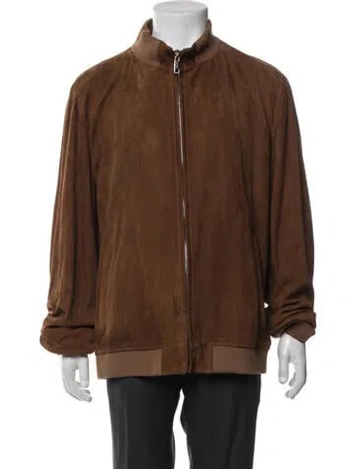 Pre-owned Bally Suede Bomber Jacket In Brown