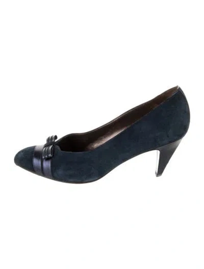 Pre-owned Bally Suede Bow Accents Pumps In Blue