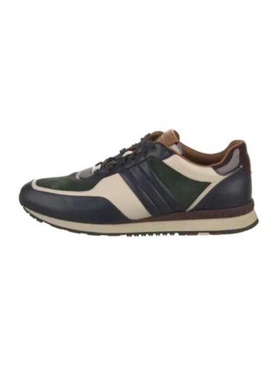 Pre-owned Bally Suede Colorblock Pattern Athletic Sneakers In Blue