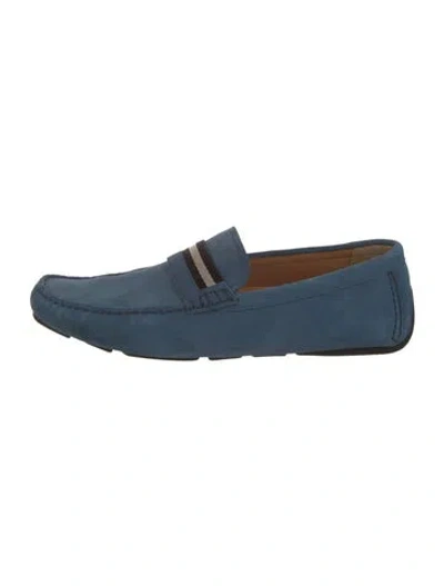 Pre-owned Bally Suede Colorblock Pattern Drivers In Blue