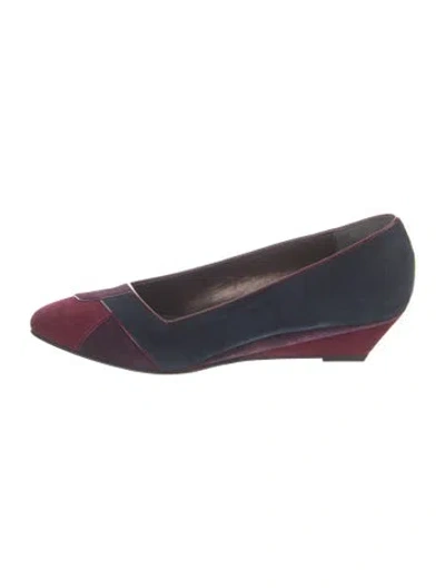 Pre-owned Bally Suede Colorblock Pattern Flats In Blue