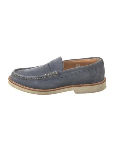 Pre-owned Bally Suede Colorblock Pattern Loafers In Blue