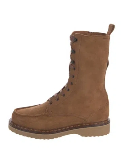 Pre-owned Bally Suede Combat Boots In Brown
