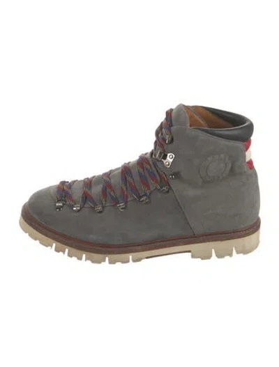 Pre-owned Bally Suede Combat Boots In Gray