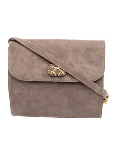 Pre-owned Bally Suede Crossbody Bag In Gray