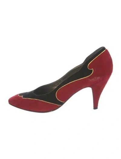 Pre-owned Bally Suede D'orsay Pumps In Red