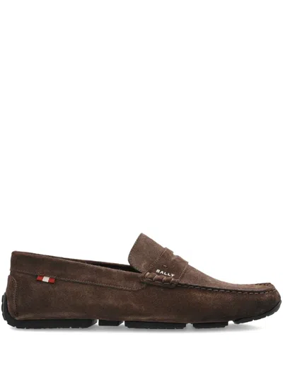 Bally Suede-leather Loafers In Brown
