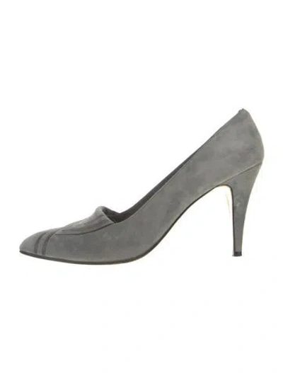 Pre-owned Bally Suede Leather Trim Embellishment Pumps In Gray