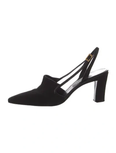 Pre-owned Bally Suede Leather Trim Embellishment Slingback Pumps In Black