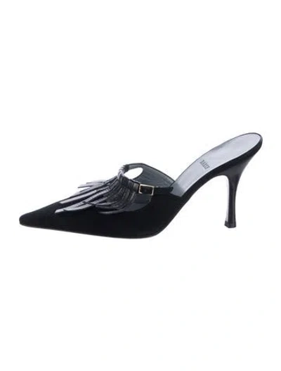 Pre-owned Bally Suede Mules In Black
