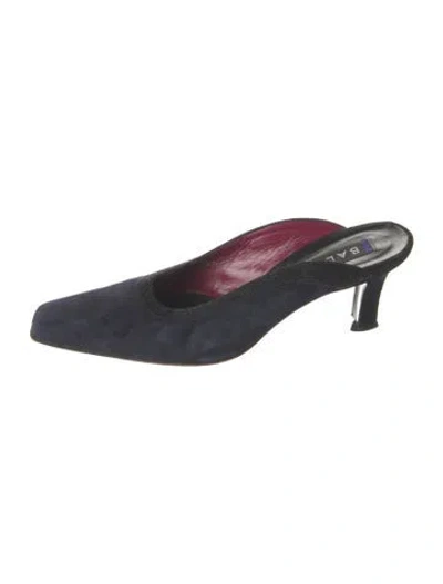 Pre-owned Bally Suede Mules In Blue