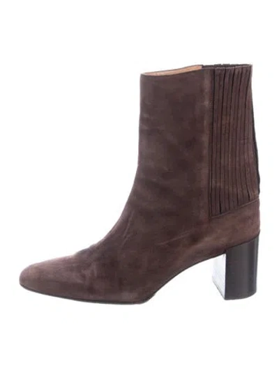 Pre-owned Bally Suede Pleated Accents Boots In Brown
