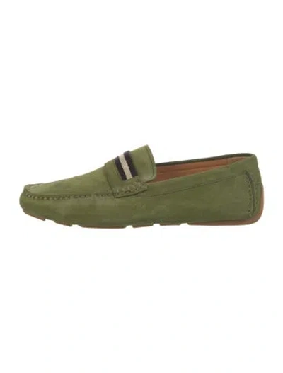 Pre-owned Bally Suede Printed Drivers In Green