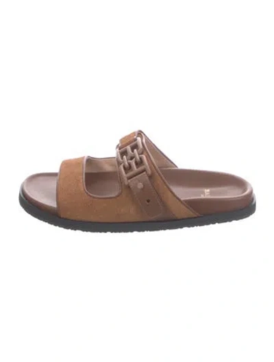 Pre-owned Bally Suede Slides In Brown