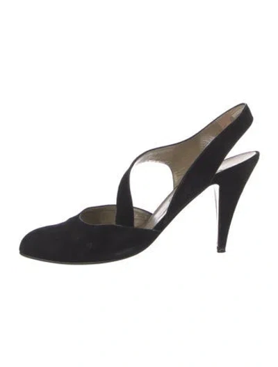 Pre-owned Bally Suede Slingback Pumps In Black