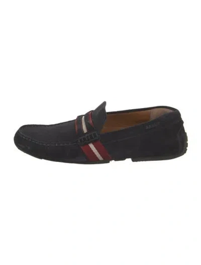 Pre-owned Bally Suede Striped Drivers In Black/blue