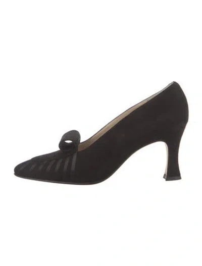 Pre-owned Bally Suede Striped Pumps In Black