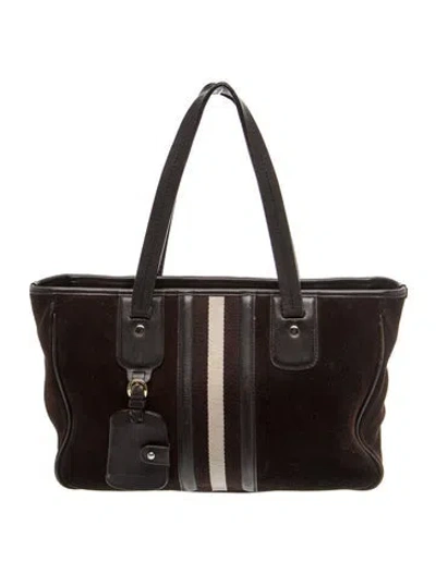 Pre-owned Bally Suede Top Handle Bag In Brown
