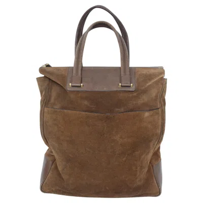 Pre-owned Bally Suede Tote With 2 Zippered Pockets And Zipper Closure, 2 Top Handles In Brown