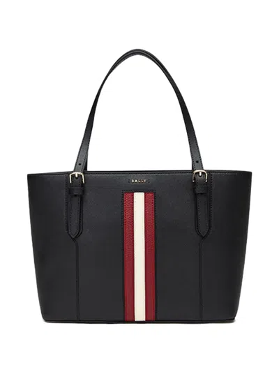 Bally Supra Leather Ribbon Tote Bag In Black