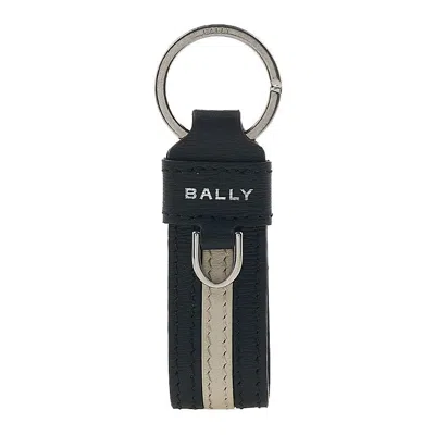 Bally Suture Detail Key Chain In Black
